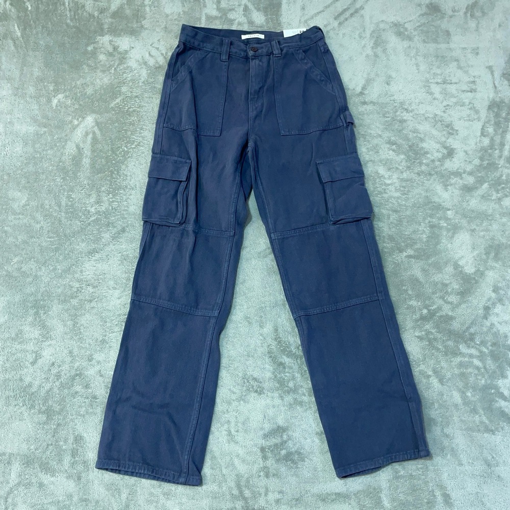 NWT PacSun Women's 28 Blue Skate Cargo Pants Cotton Utility Straight Leg